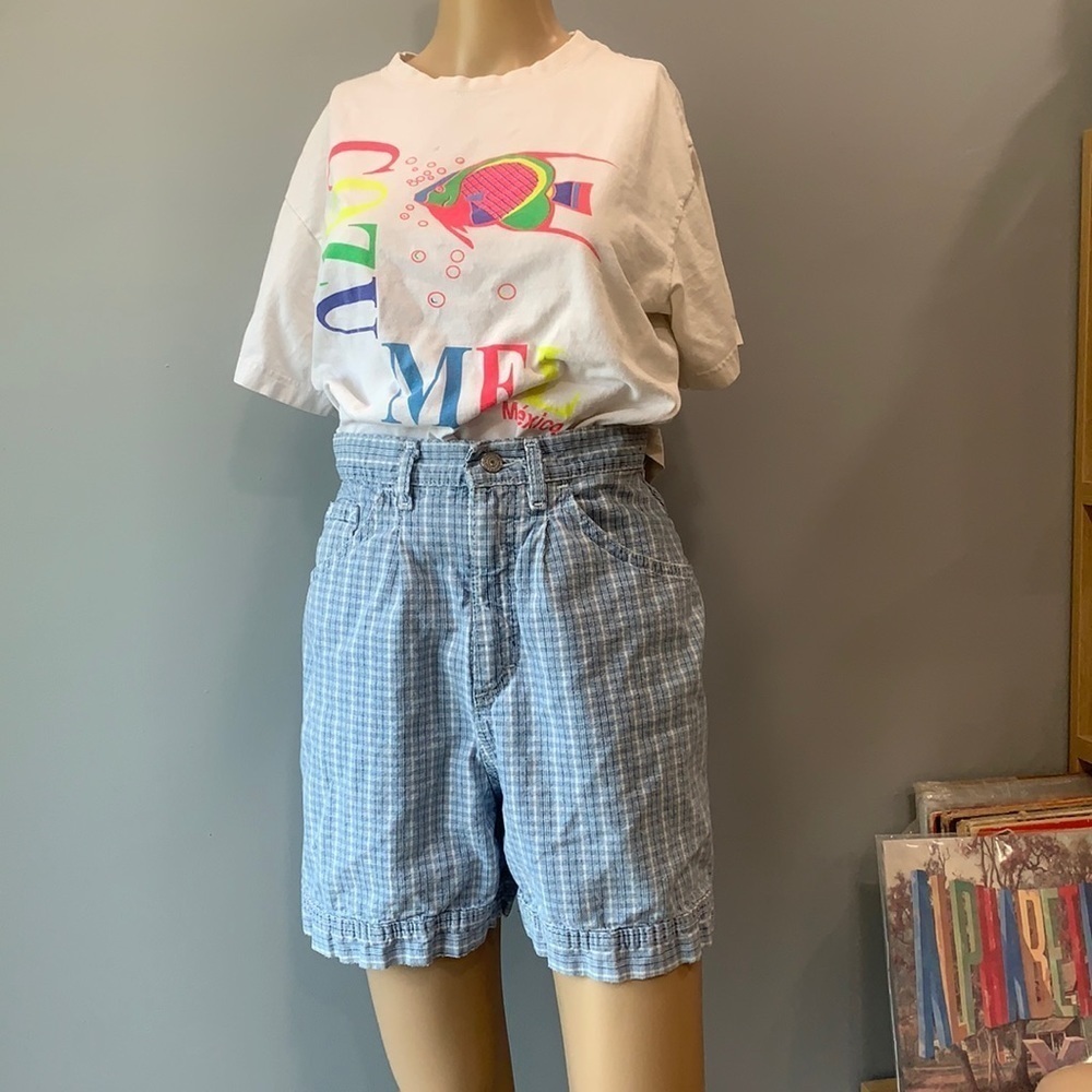 High waisted plaid mom festival casual pleated LEE shorts vintage-6